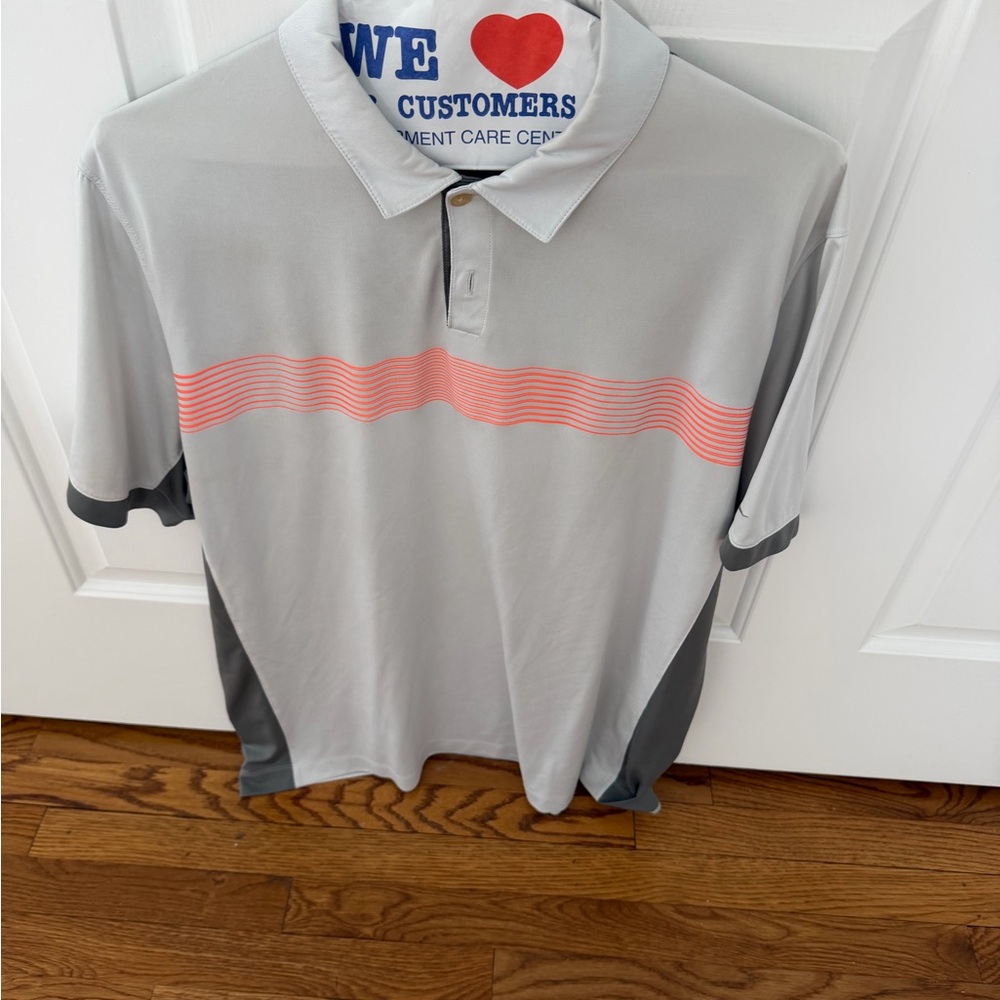 Gray and Pink Men's Polo Shirt